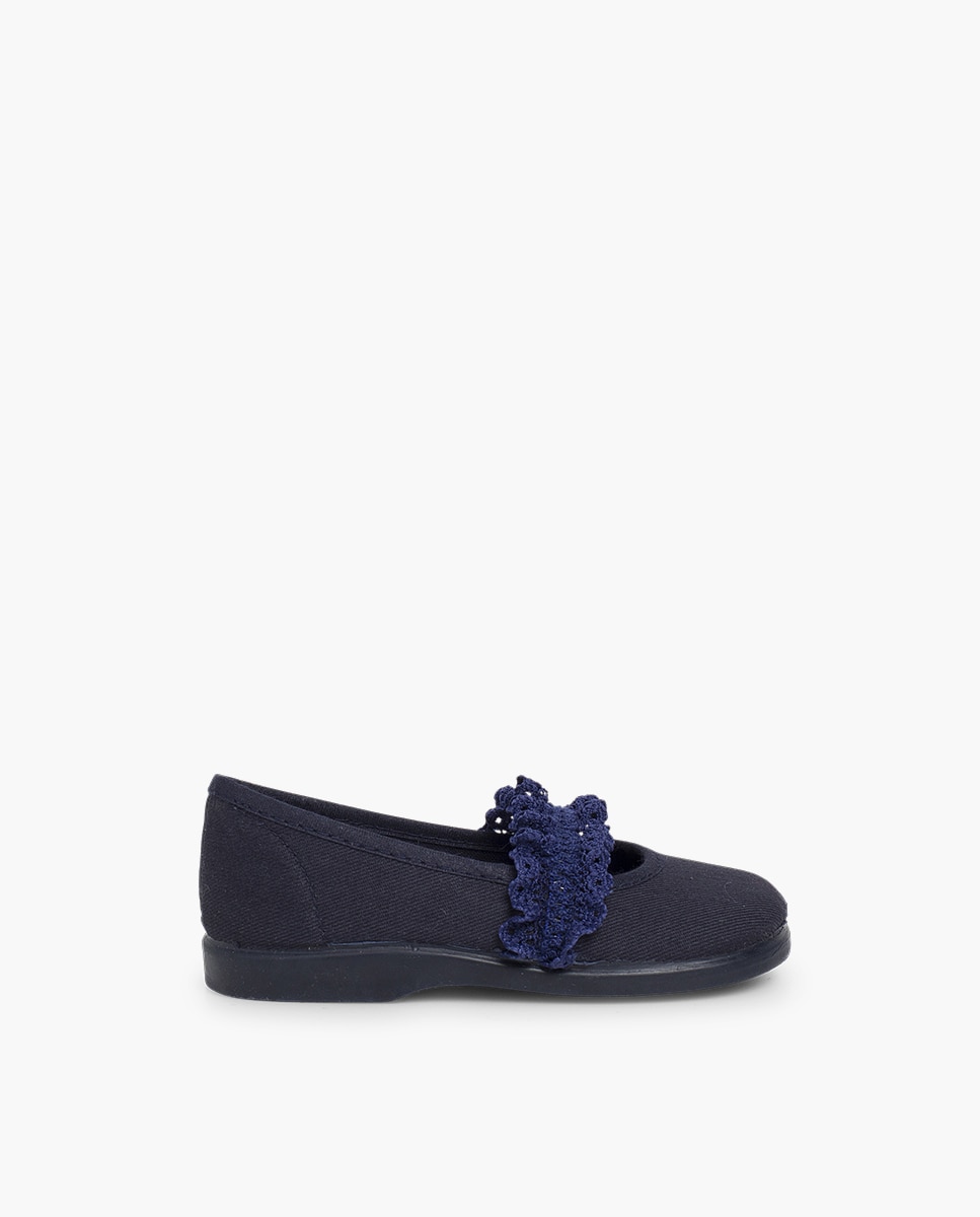 Merceditas de bebé tira elástica puntilla - Pisamonas - Azul marino Azul marino-1