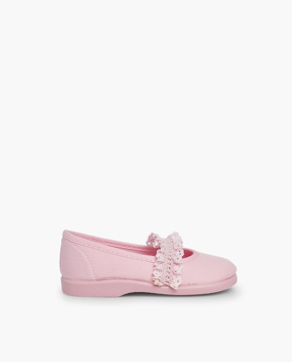 Merceditas de bebé tira elástica puntilla - Pisamonas - Rosa claro Rosa claro-1