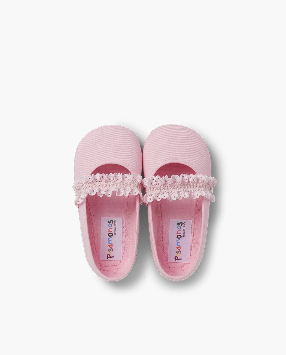 Merceditas de bebé tira elástica puntilla - Pisamonas - Rosa claro Rosa claro-4