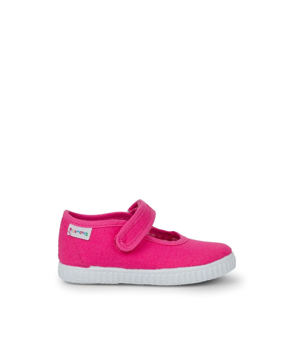 Merceditas Niña cinta adhesiva Suela tipo Zapatillas en blanco - Pisamonas - Fucsia Fucsia-1