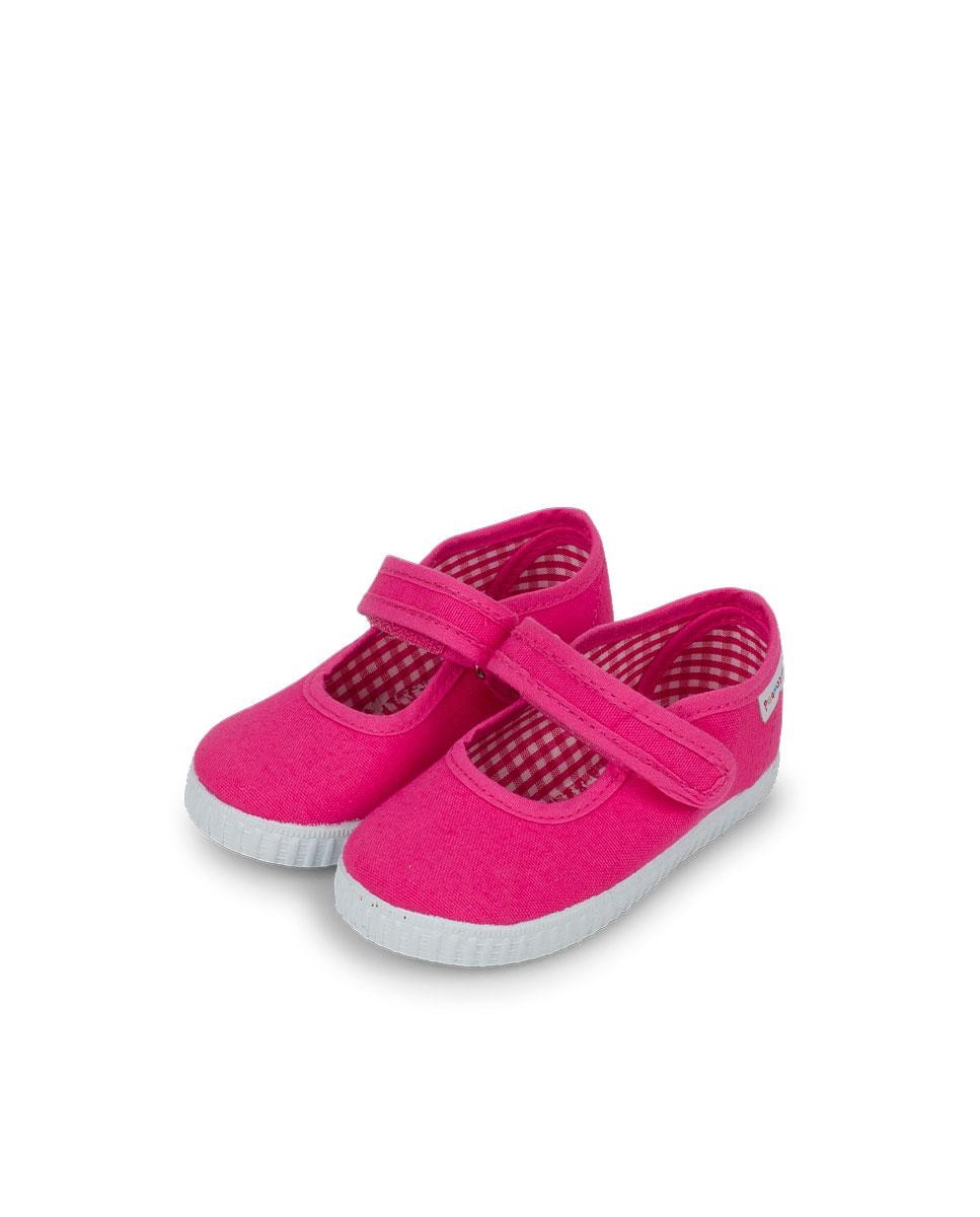 Merceditas Niña cinta adhesiva Suela tipo Zapatillas en blanco - Pisamonas - Fucsia Fucsia-4