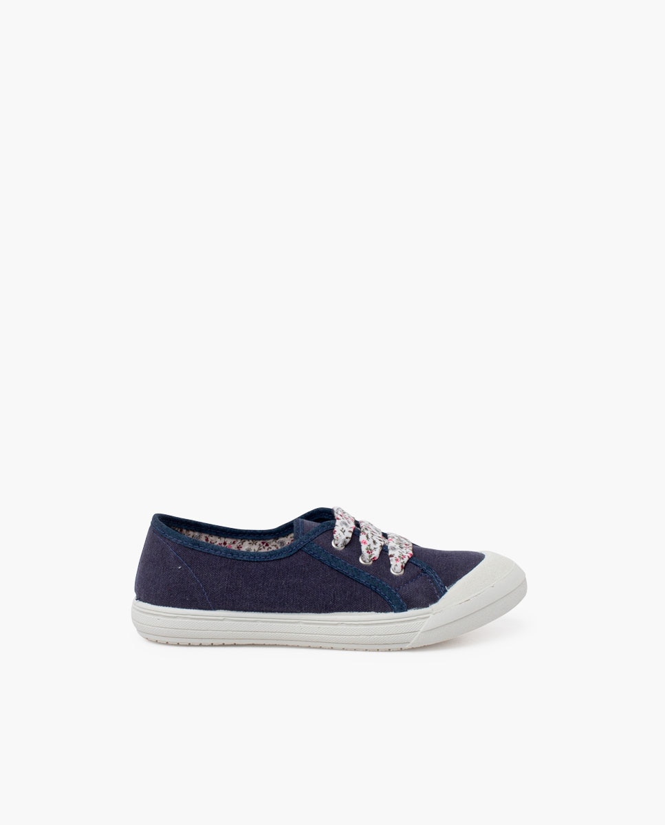 Zapatillas Tela Punta Goma Cordones en rosa - Pisamonas - Azul marino Azul marino-1