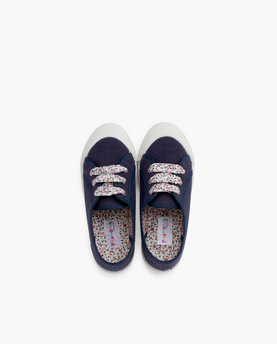 Zapatillas Tela Punta Goma Cordones en rosa - Pisamonas - Azul marino Azul marino-4