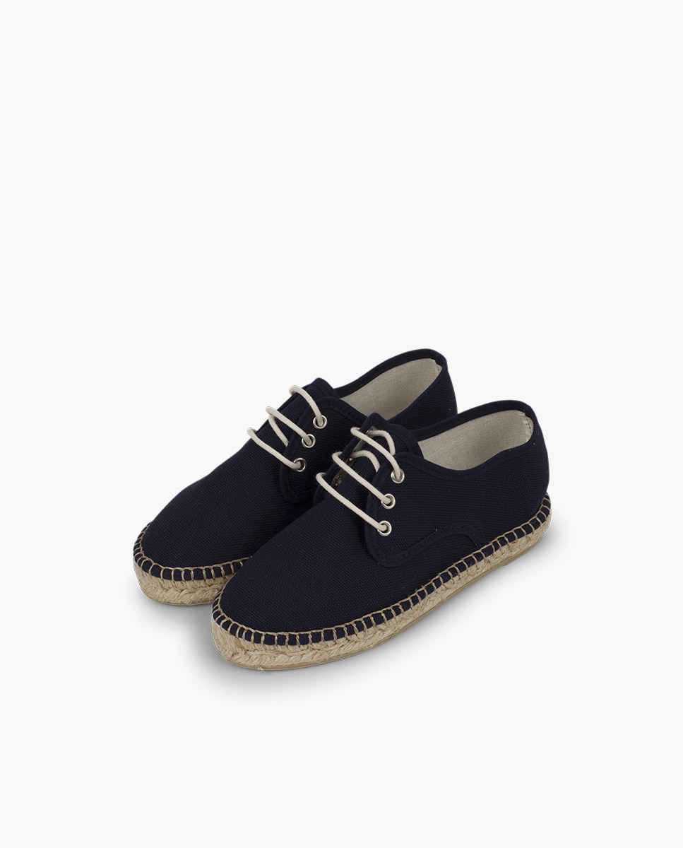 Zapatos de cordones de niños de lona con base alpargata - Pisamonas - Azul marino Azul marino-3