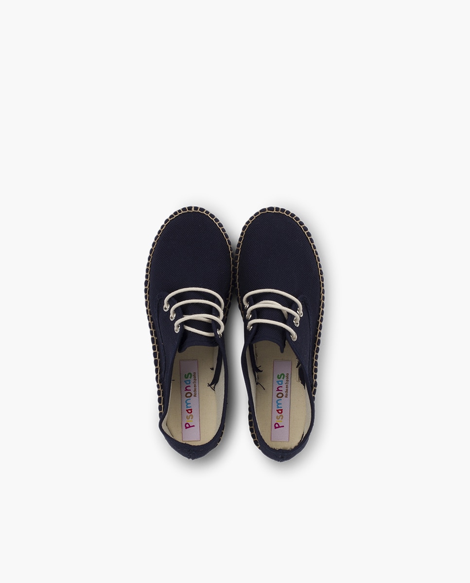 Zapatos de cordones de niños de lona con base alpargata - Pisamonas - Azul marino Azul marino-4