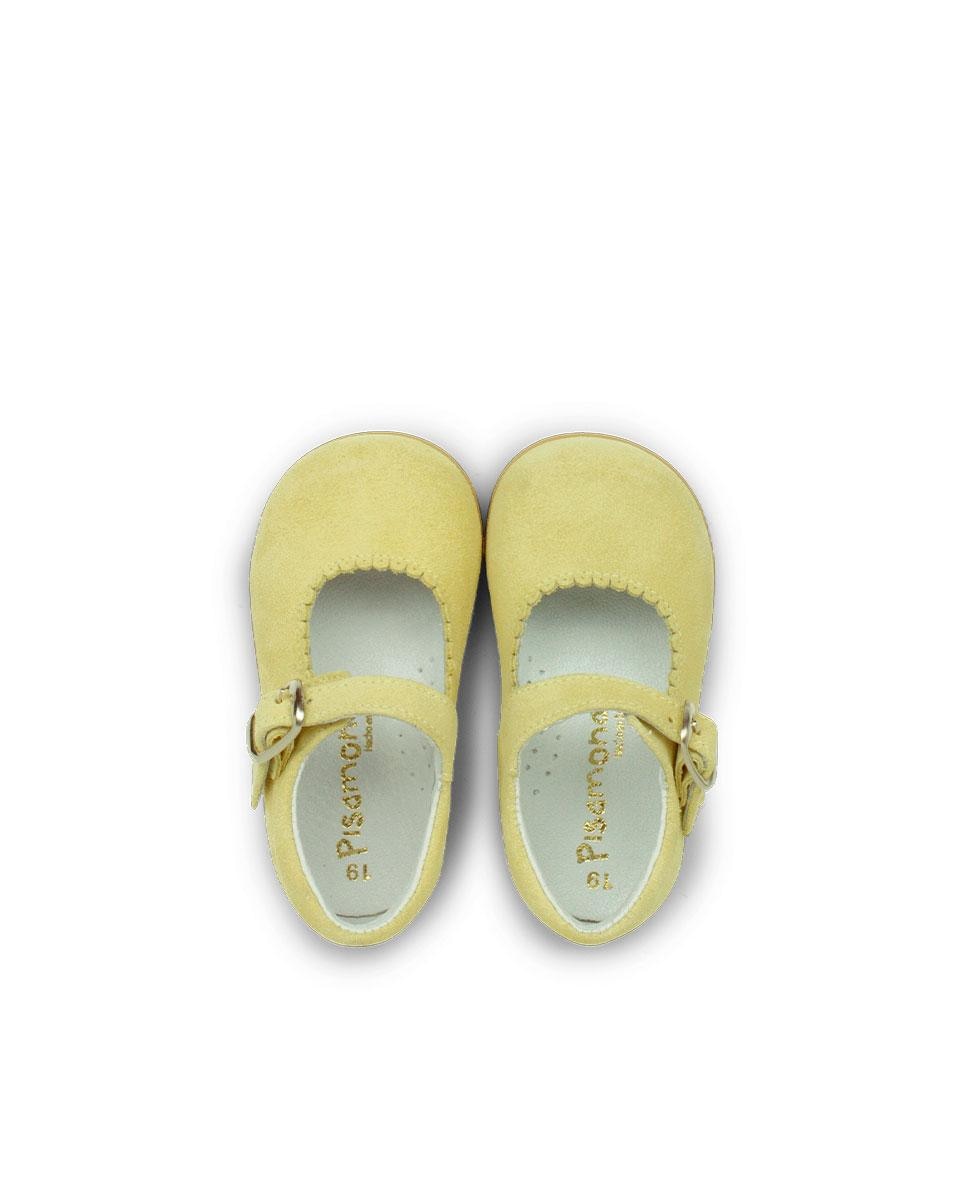 Merceditas de bebé serraje hebilla - Amarillo limón Amarillo limón-5