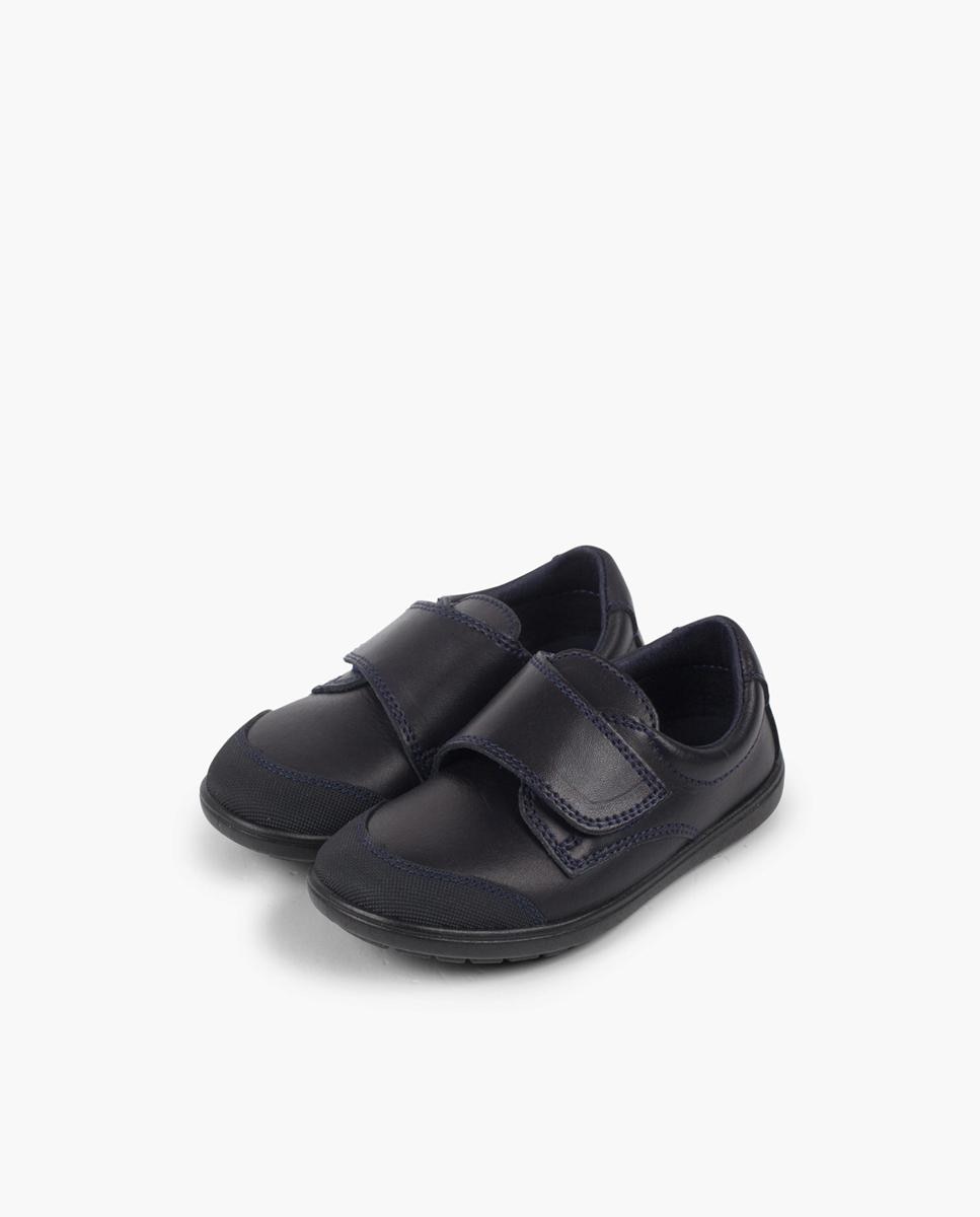 Zapatillas de piel de niño con cierre adherente - Pisamonas - Azul marino Azul marino-4