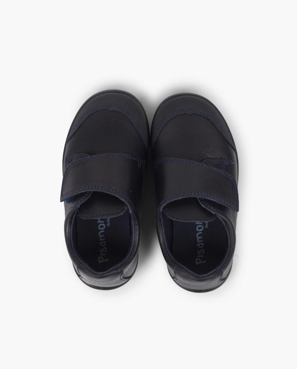 Zapatillas de piel de niño con cierre adherente - Pisamonas - Azul marino Azul marino-5
