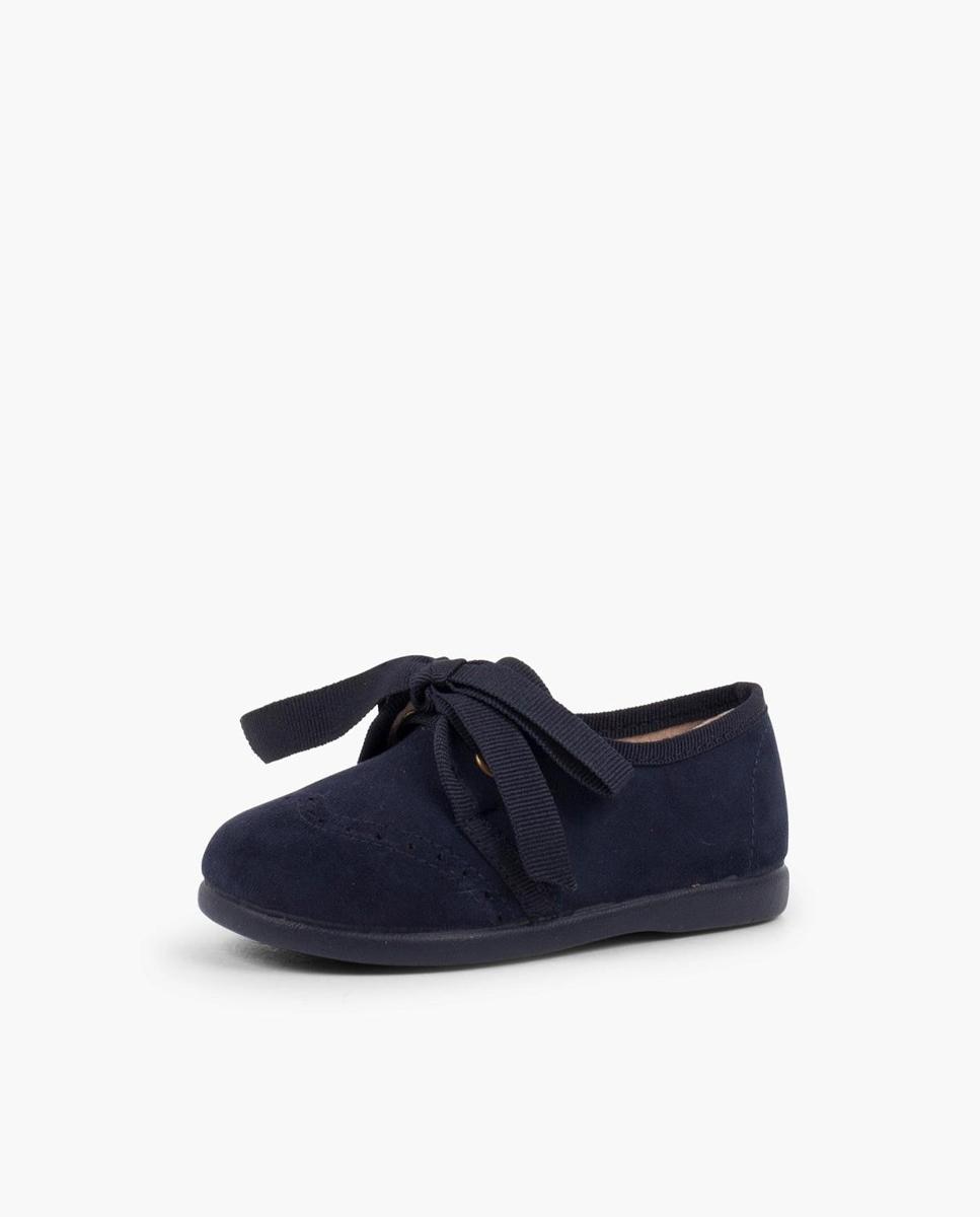 Imagen 2 de Zapato de cordones de bebé con lazo y picados - Pisamonas - Azul marino Azul marino