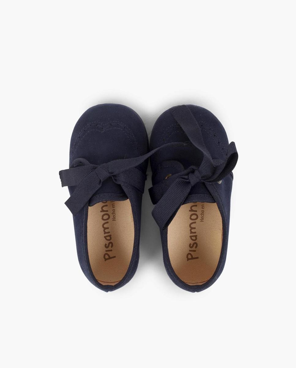 Imagen 5 de Zapato de cordones de bebé con lazo y picados - Pisamonas - Azul marino Azul marino