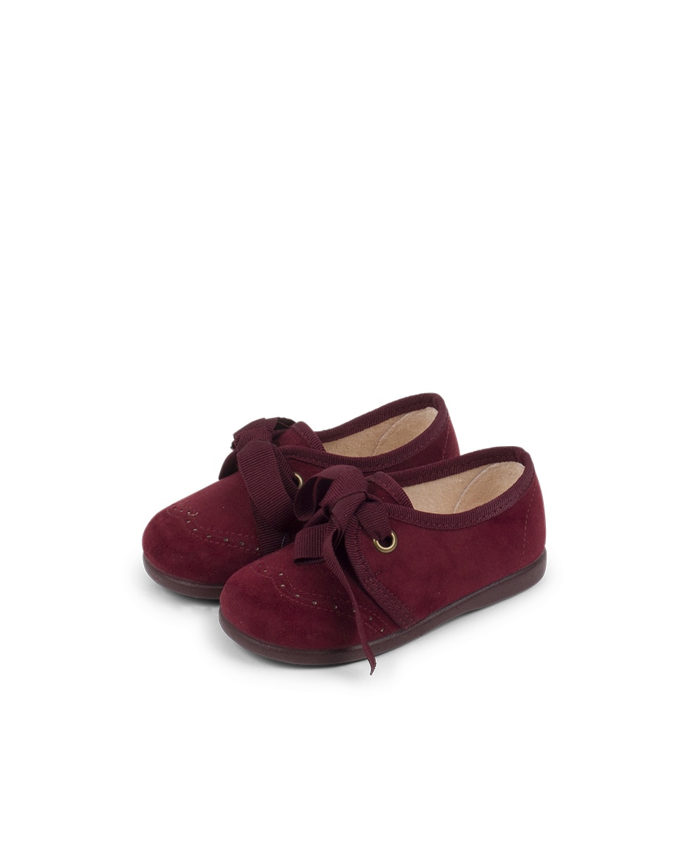 Imagen 3 de Zapato de cordones de bebé con lazo y picados - Pisamonas - Burdeos Burdeos