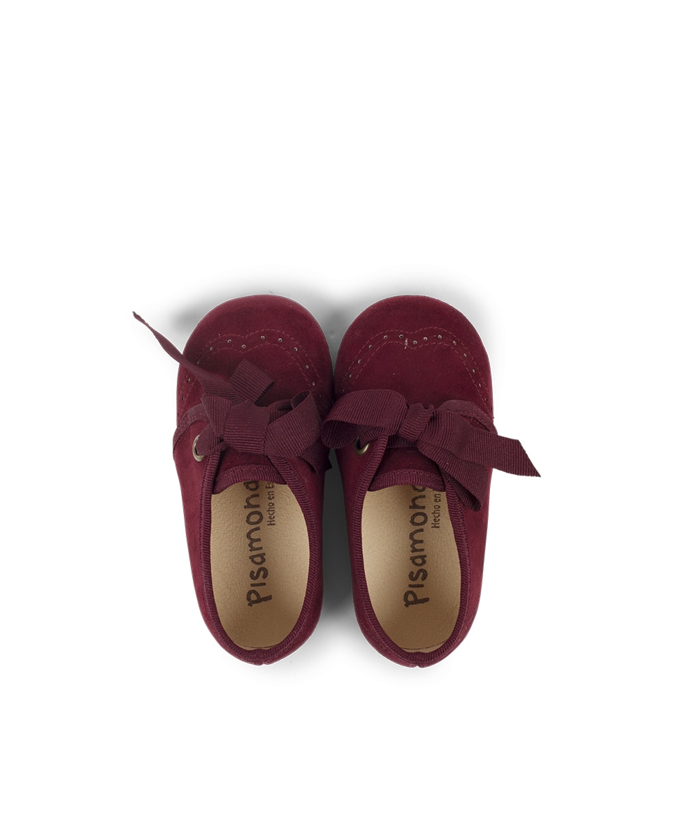 Imagen 4 de Zapato de cordones de bebé con lazo y picados - Pisamonas - Burdeos Burdeos