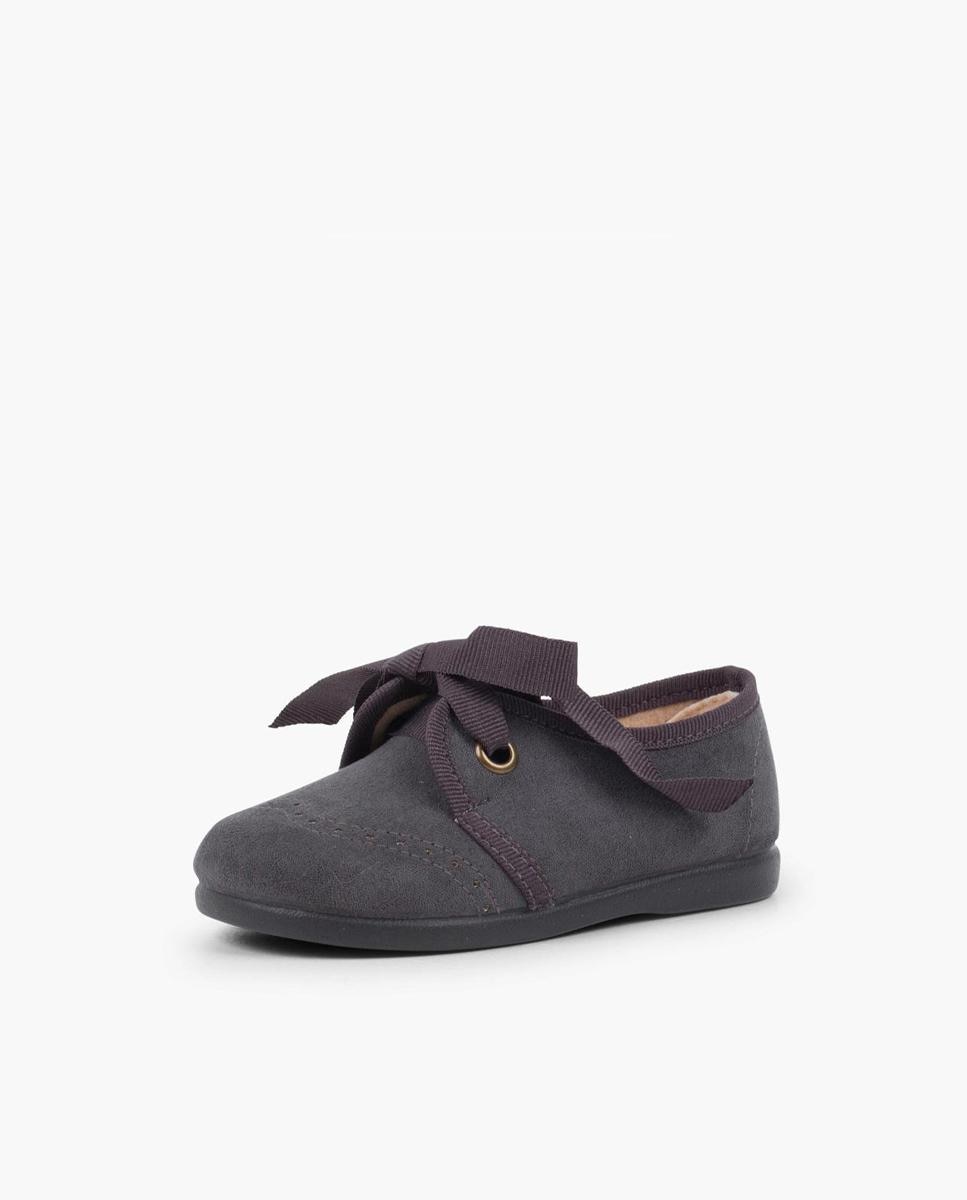 Imagen 2 de Zapato de cordones de bebé con lazo y picados - Pisamonas - Gris oscuro Gris oscuro