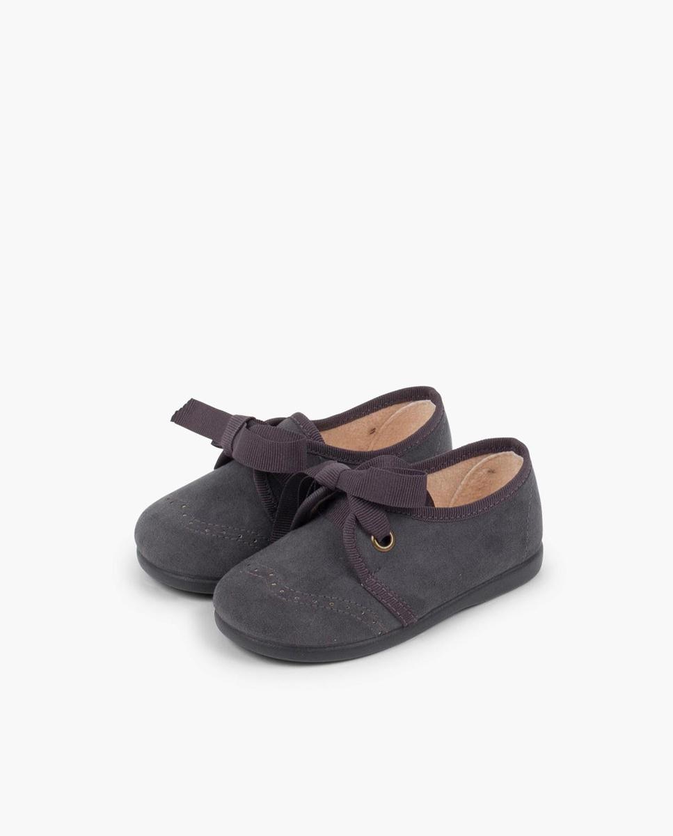Imagen 4 de Zapato de cordones de bebé con lazo y picados - Pisamonas - Gris oscuro Gris oscuro