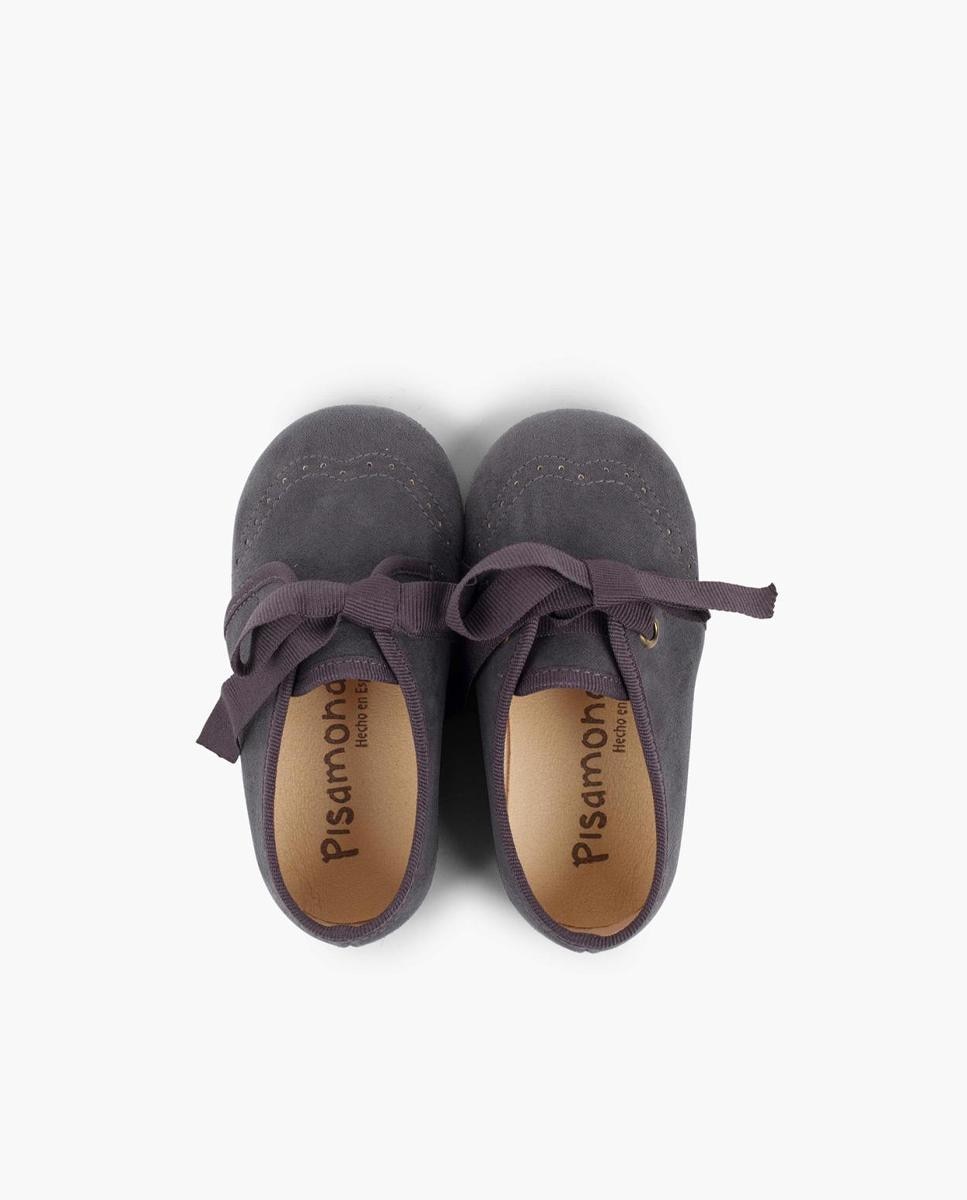 Imagen 5 de Zapato de cordones de bebé con lazo y picados - Pisamonas - Gris oscuro Gris oscuro
