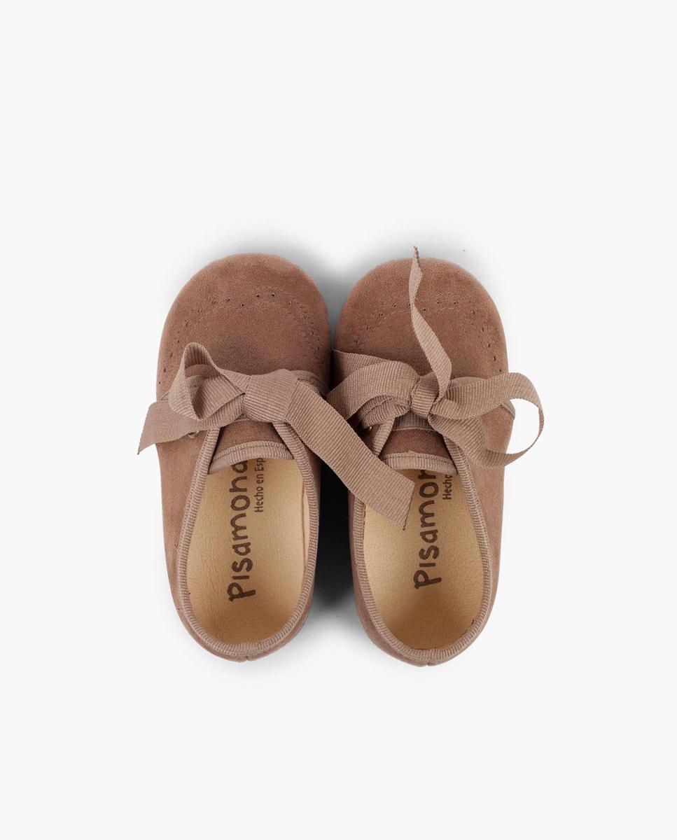 Imagen 5 de Zapato de cordones de bebé con lazo y picados - Pisamonas - Marrón Marrón