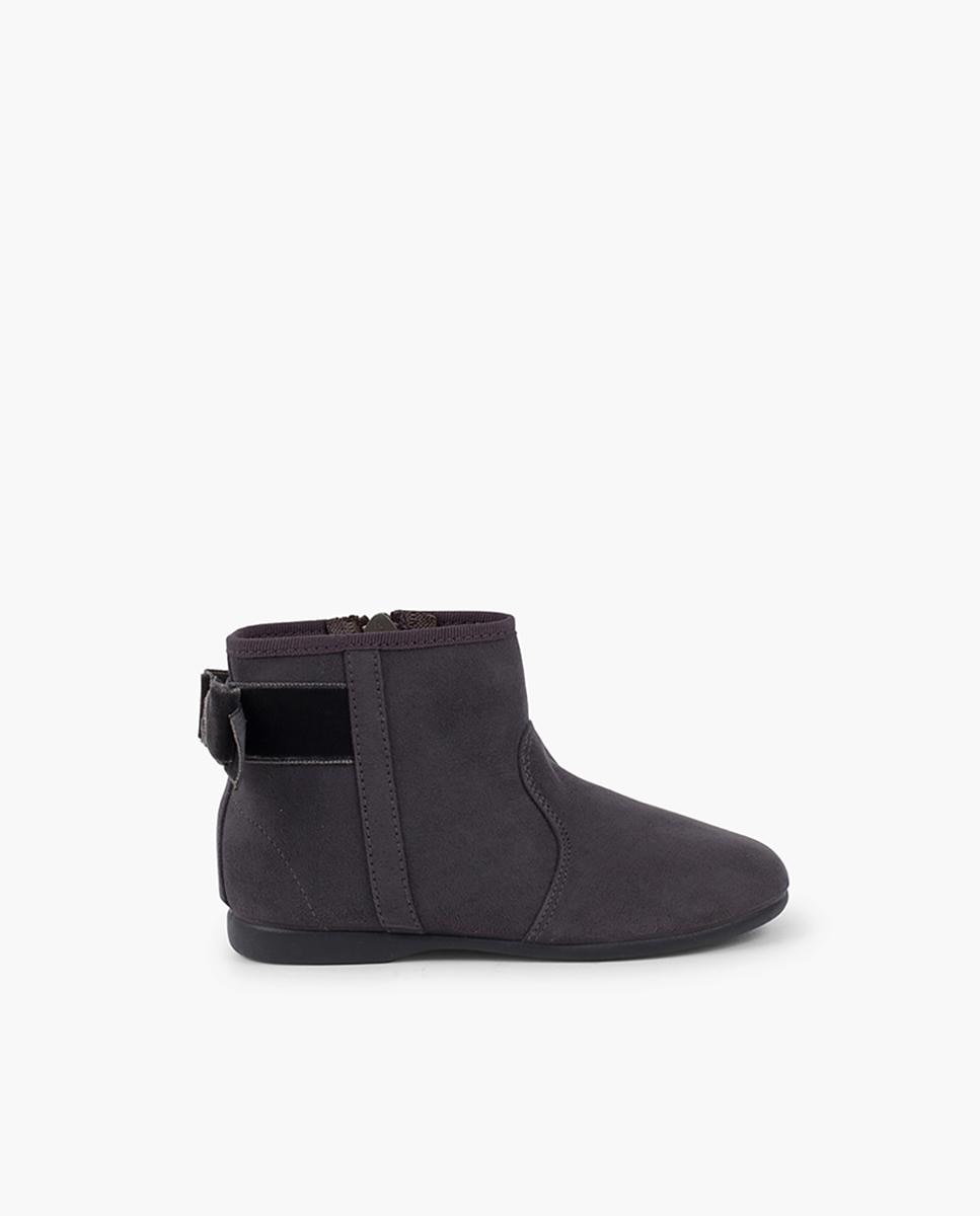 Botas de niños con lazo terciopelo y cremallera - Pisamonas - Gris oscuro Gris oscuro-1