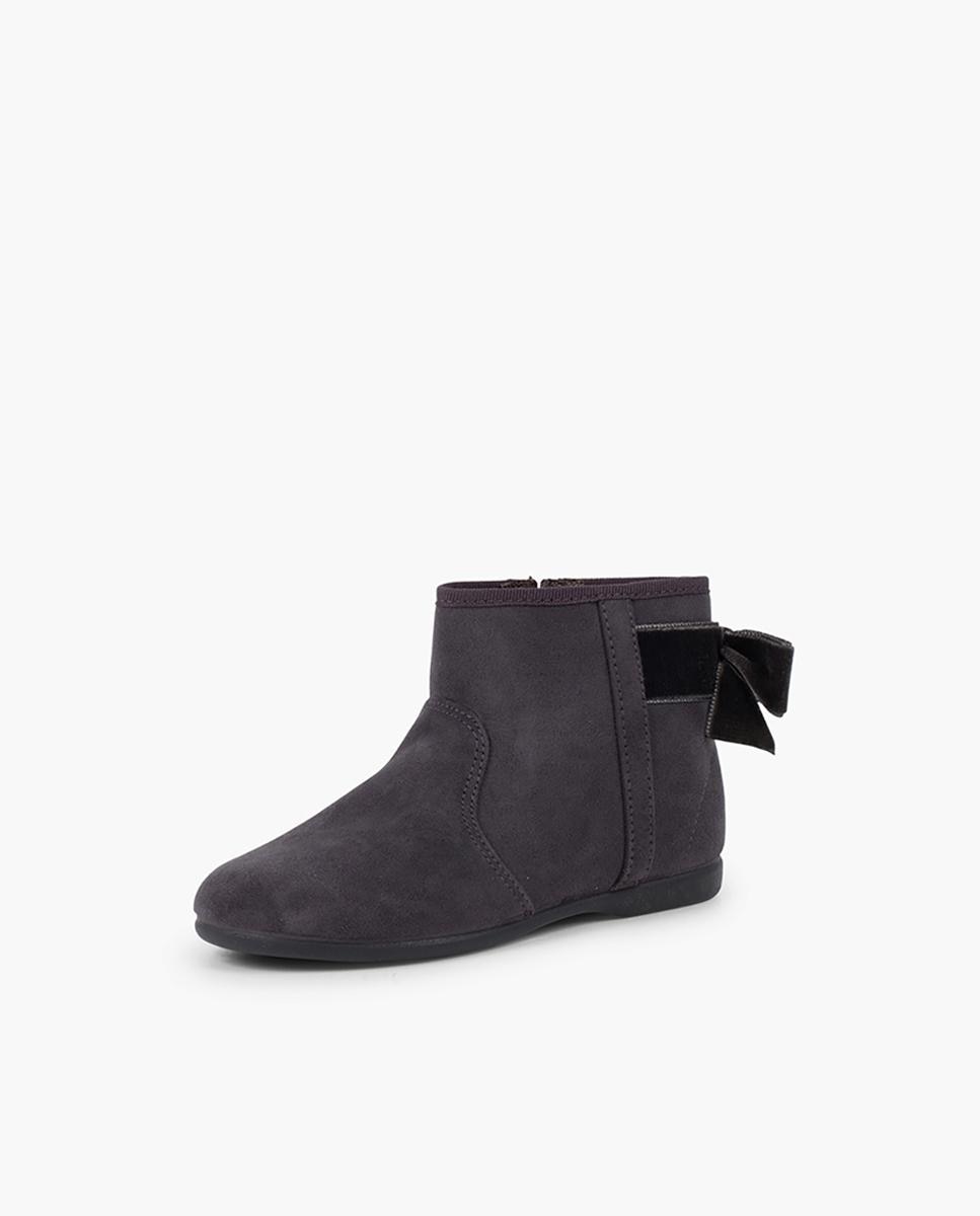 Botas de niños con lazo terciopelo y cremallera - Pisamonas - Gris oscuro Gris oscuro-2