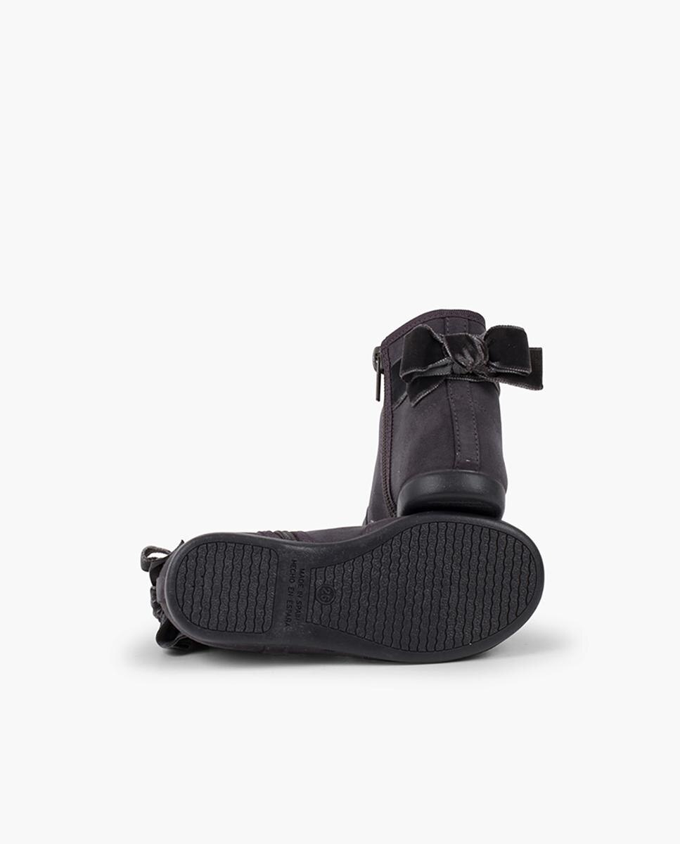 Botas de niños con lazo terciopelo y cremallera - Pisamonas - Gris oscuro Gris oscuro-3