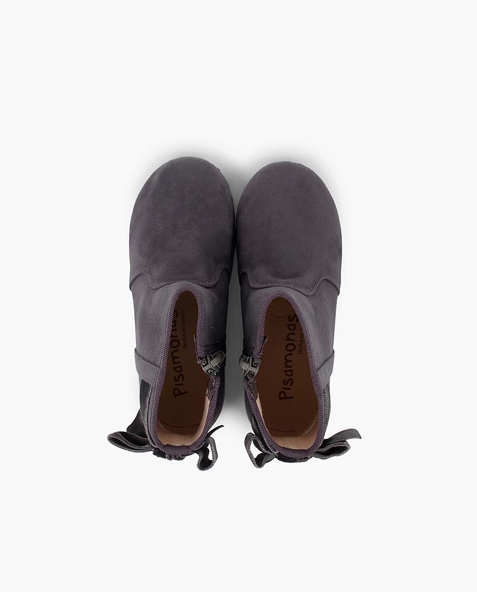 Botas de niños con lazo terciopelo y cremallera - Pisamonas - Gris oscuro Gris oscuro-5