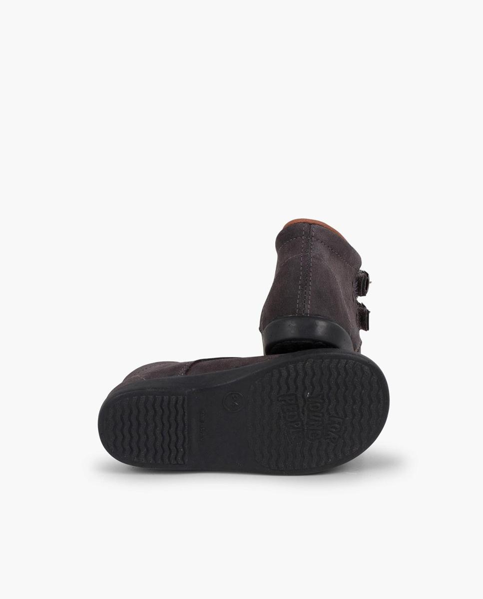Imagen 3 de Botas de bebé niño de piel serraje y tira adherente con adorno de hebillas en marino - Pisamonas - Gris oscuro Gris oscuro