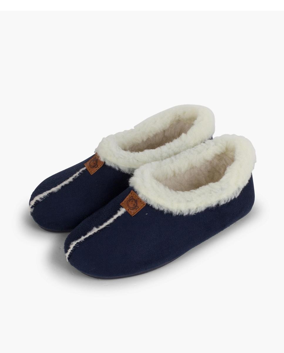 Zapatillas de casa abiertas de Niño Casa Bamara forro tipo Borrego - Pisamonas - Azul marino Azul marino-4