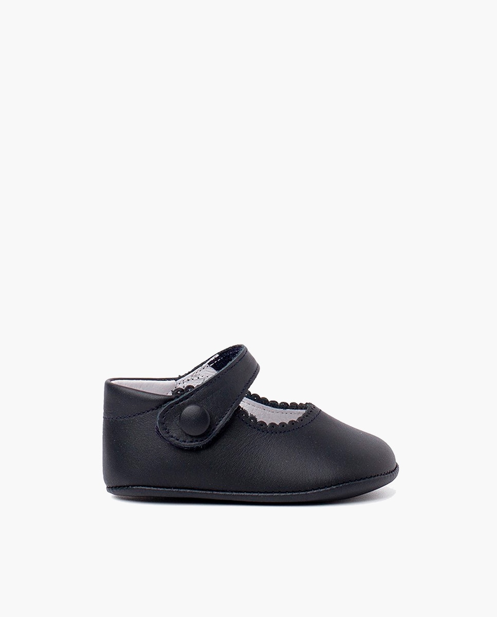 Merceditas de bebé piel cinta adhesiva - Pisamonas - Negro Negro-1