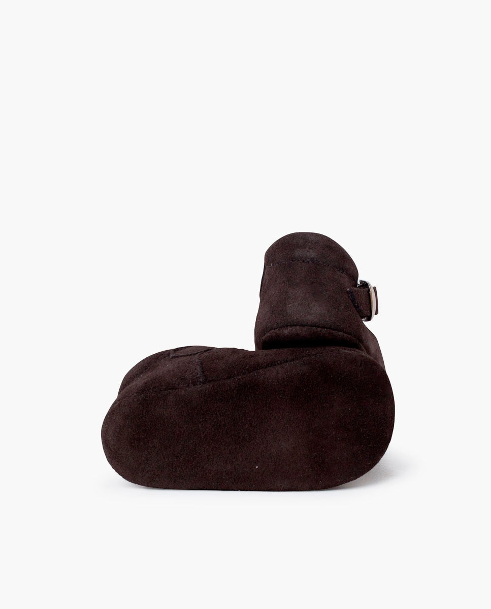 Pepitos de bebé de serraje con hebilla - Pisamonas - Marrón oscuro Marrón oscuro-2