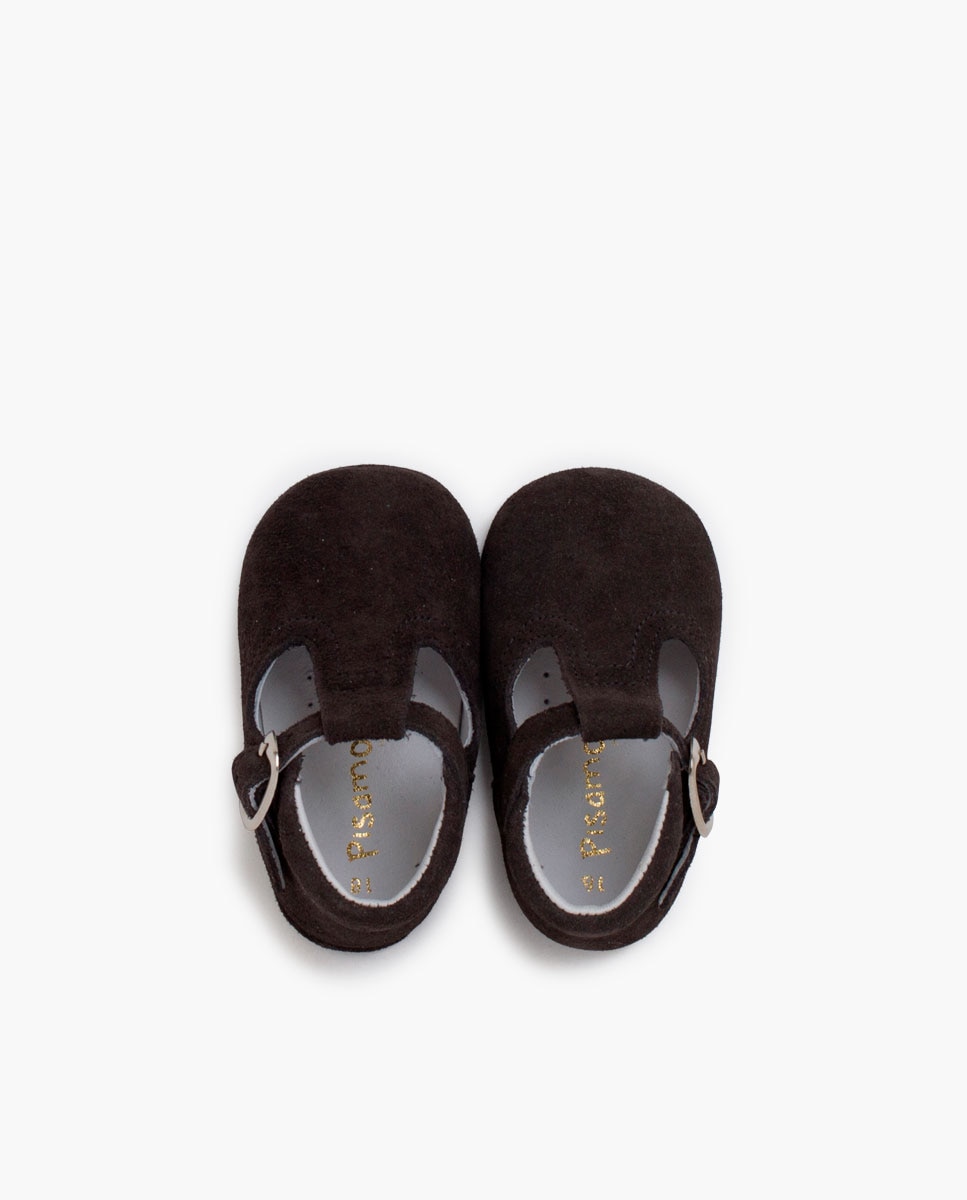 Pepitos de bebé de serraje con hebilla - Pisamonas - Marrón oscuro Marrón oscuro-4