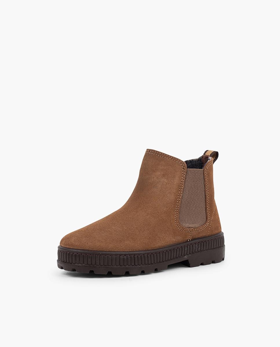 Botas de niño tipo chelsea en serraje con suela track - Pisamonas - Marrón Marrón-2