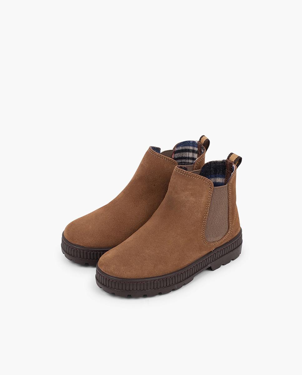 Botas de niño tipo chelsea en serraje con suela track - Pisamonas - Marrón Marrón-4