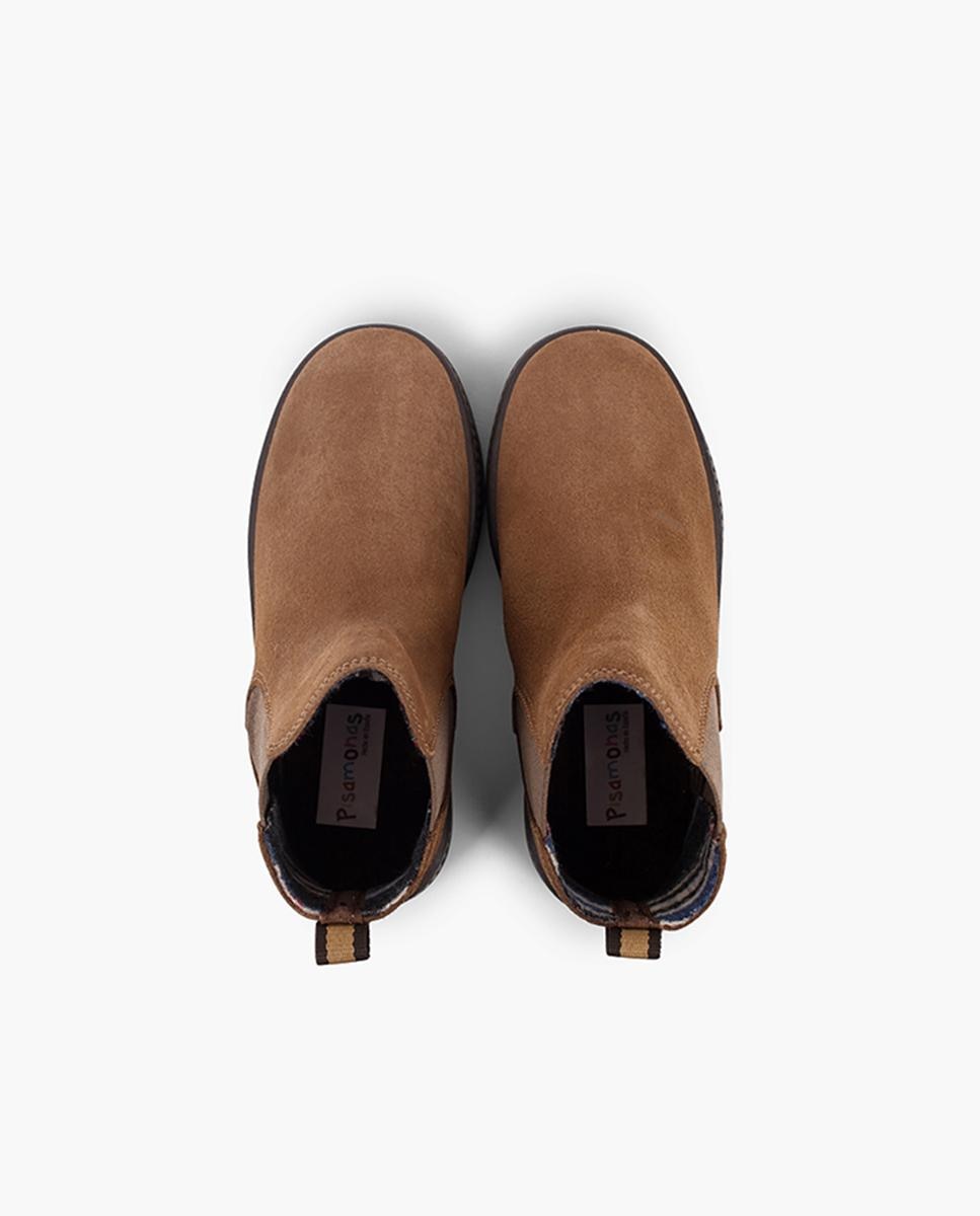 Botas de niño tipo chelsea en serraje con suela track - Pisamonas - Marrón Marrón-5