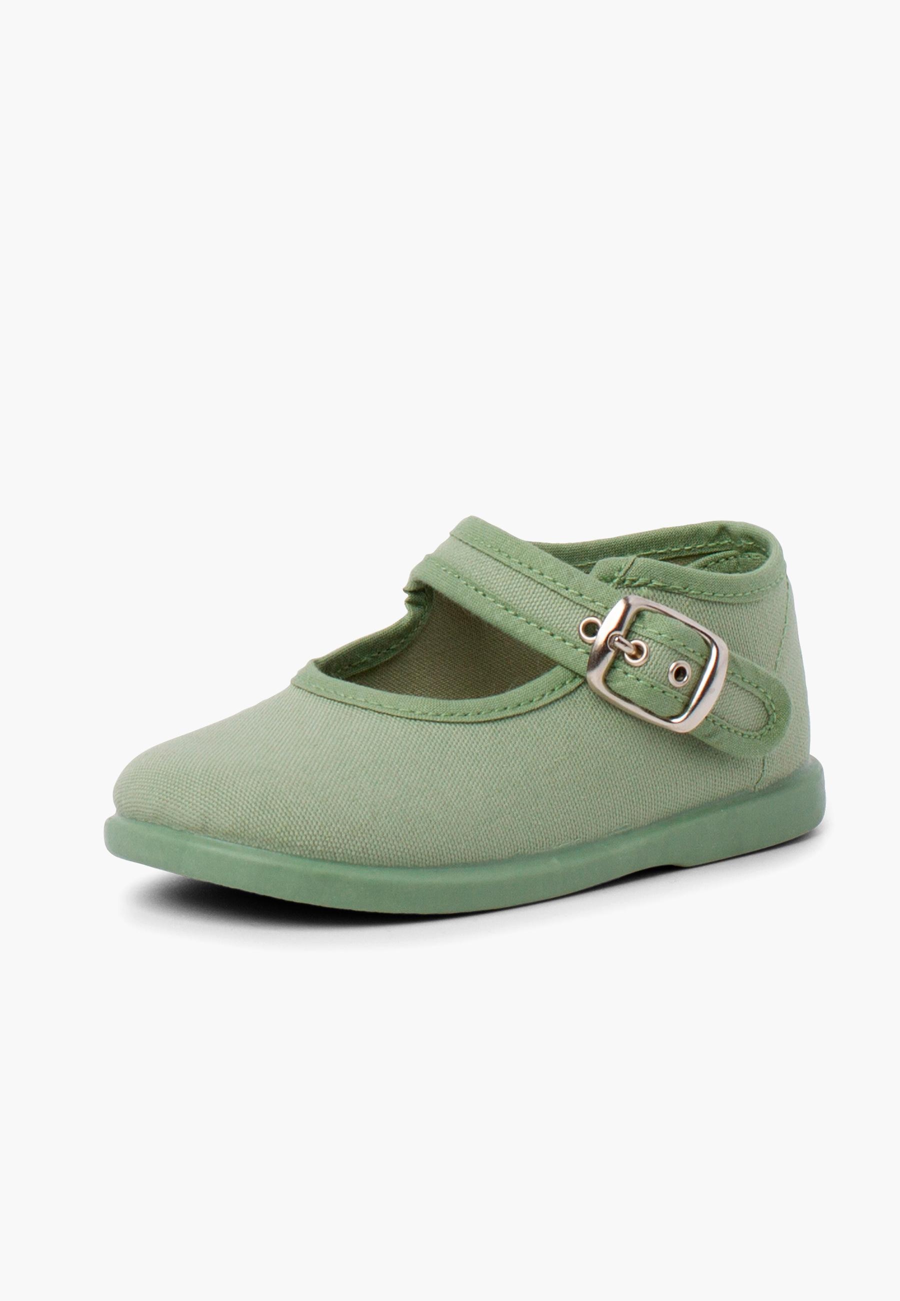 Merceditas de bebé tela hebilla - Verde Verde-2