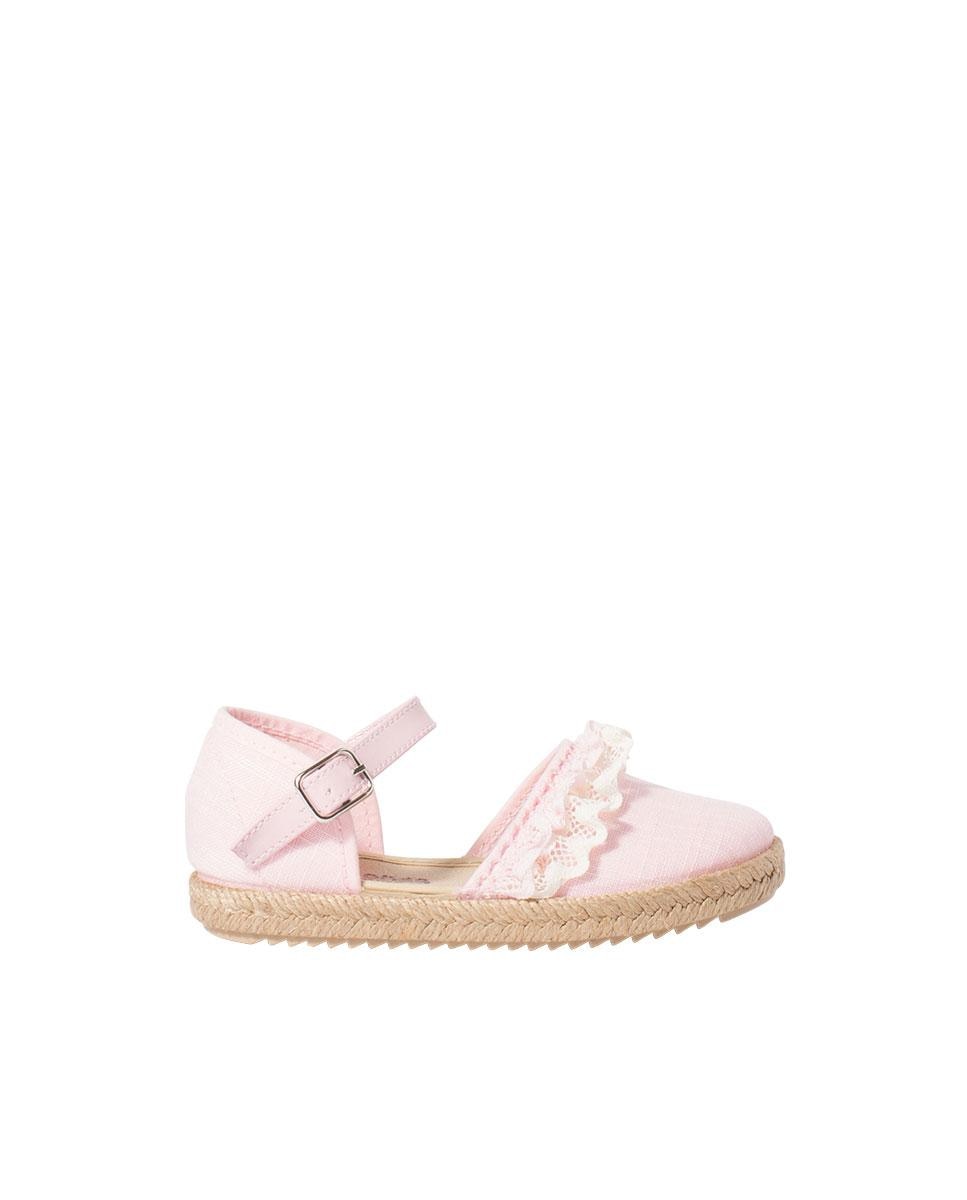 Alpargatas de niña con puntillas - Pisamonas - Rosa Rosa-1