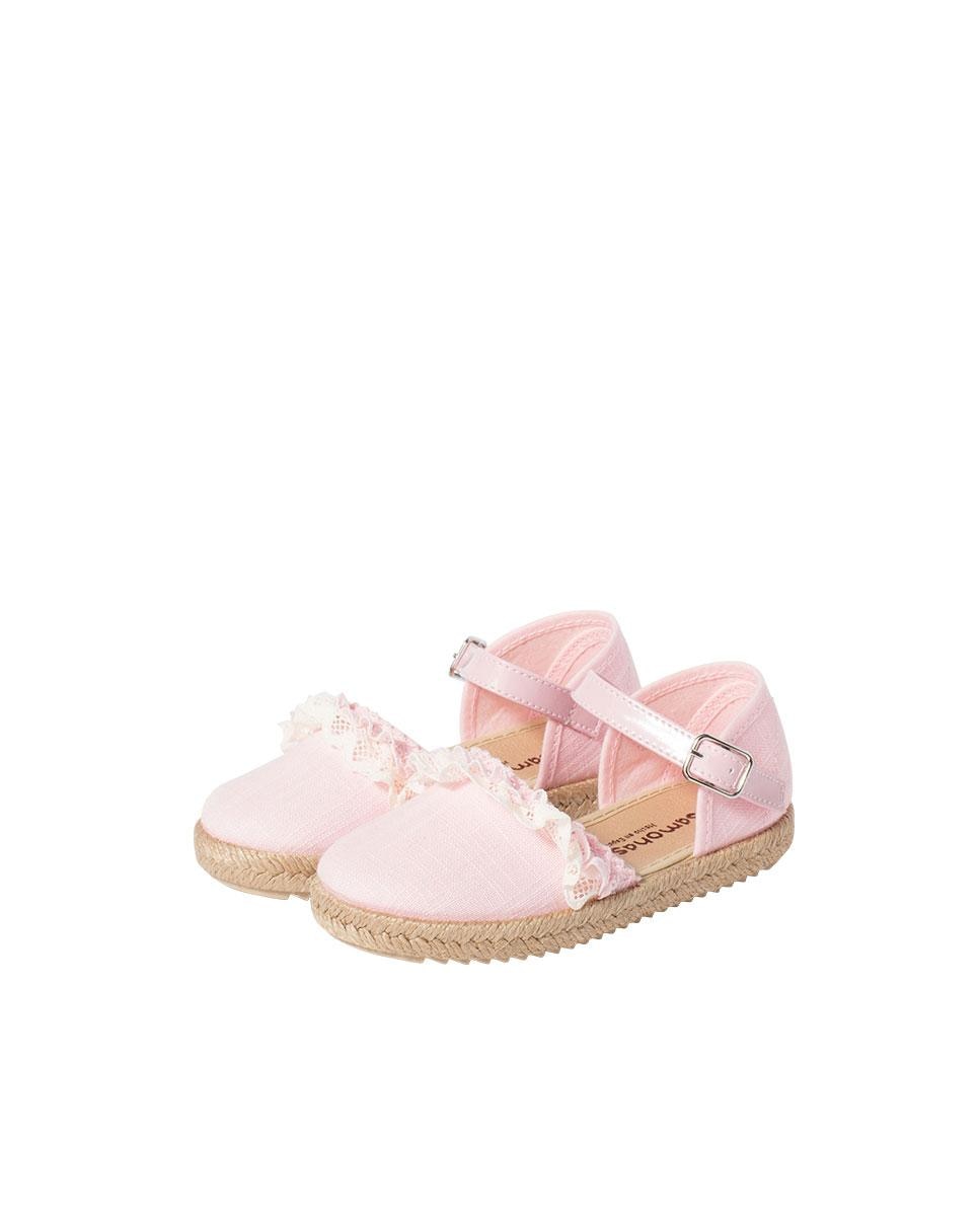 Alpargatas de niña con puntillas - Pisamonas - Rosa Rosa-4