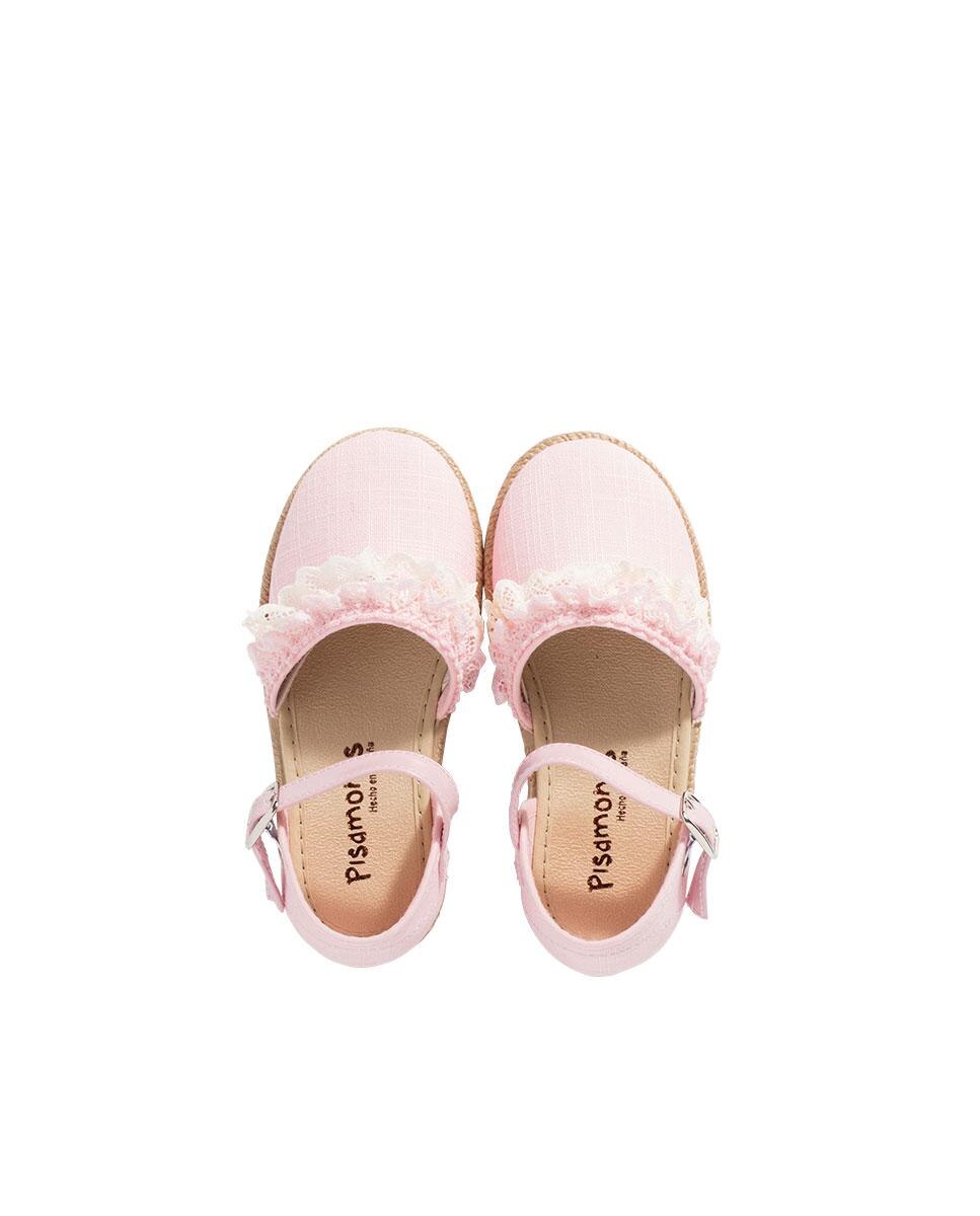Alpargatas de niña con puntillas - Pisamonas - Rosa Rosa-5