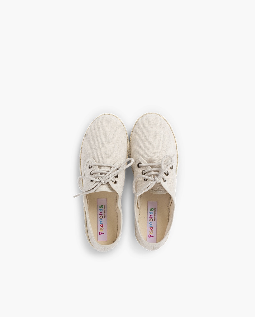 Zapatos de cordones de niños con suela de alpargata - Pisamonas - Crudo Crudo-4