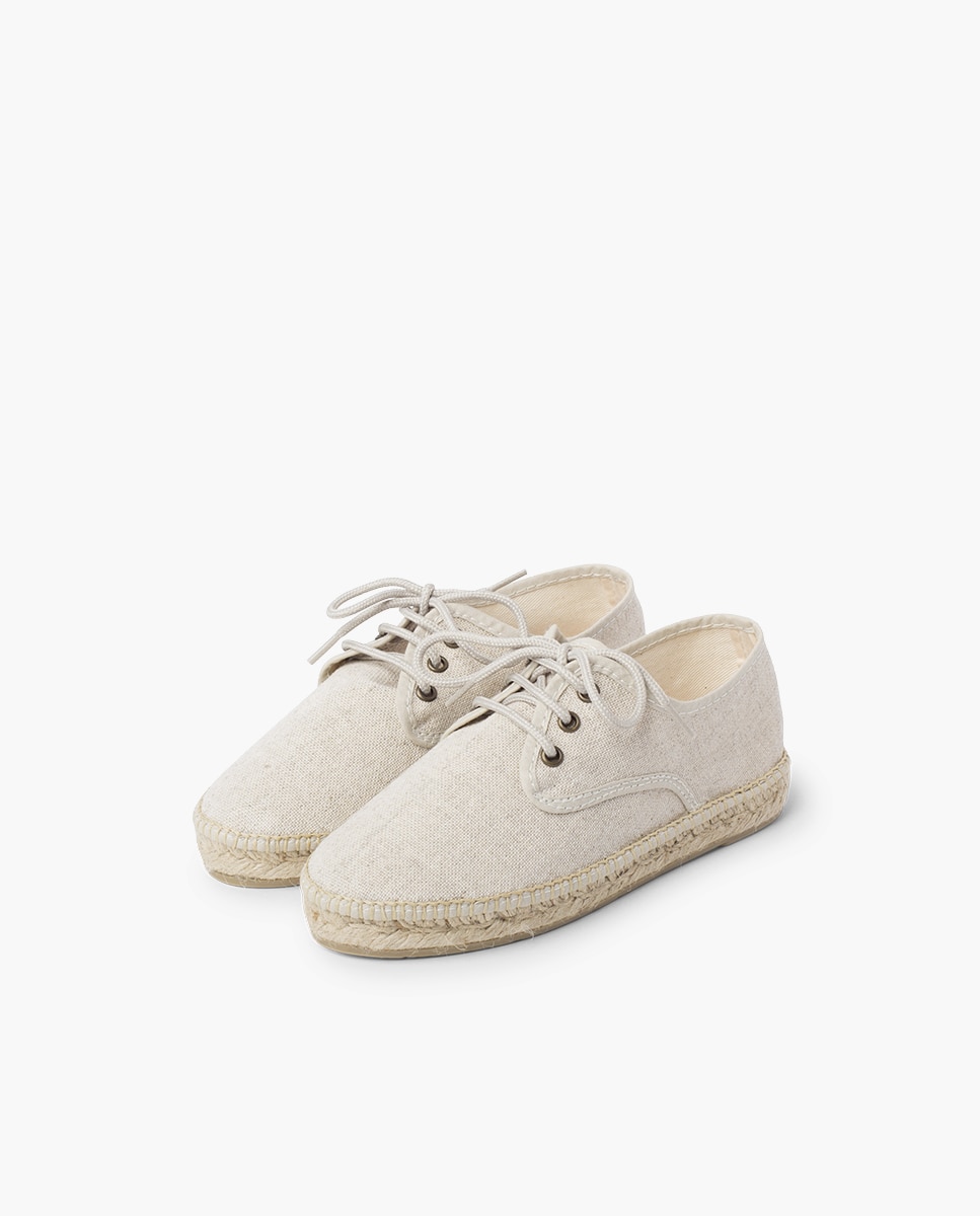 Zapatos de cordones de niños con suela de alpargata - Pisamonas - Crudo Crudo-3
