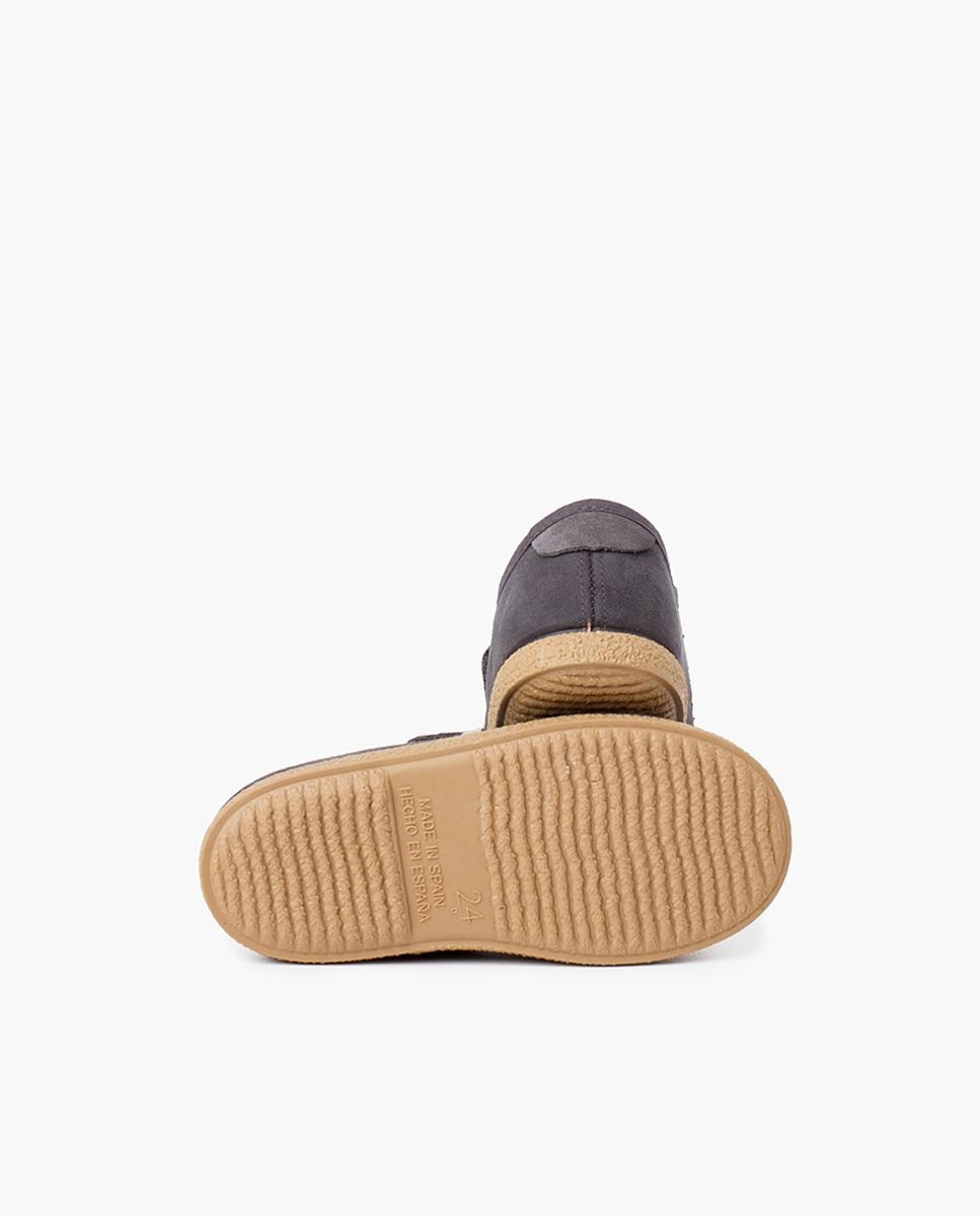 Zapatillas de serraje y textil de bebé niño con cierre adherente en - Pisamonas - Gris Gris-3