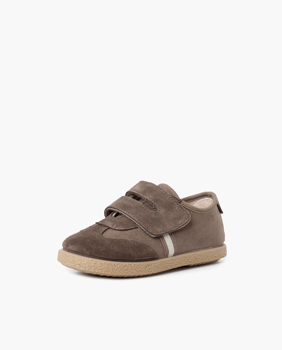 Zapatillas de serraje y textil de bebé niño con cierre adherente en gris - Pisamonas - Topo Topo-2
