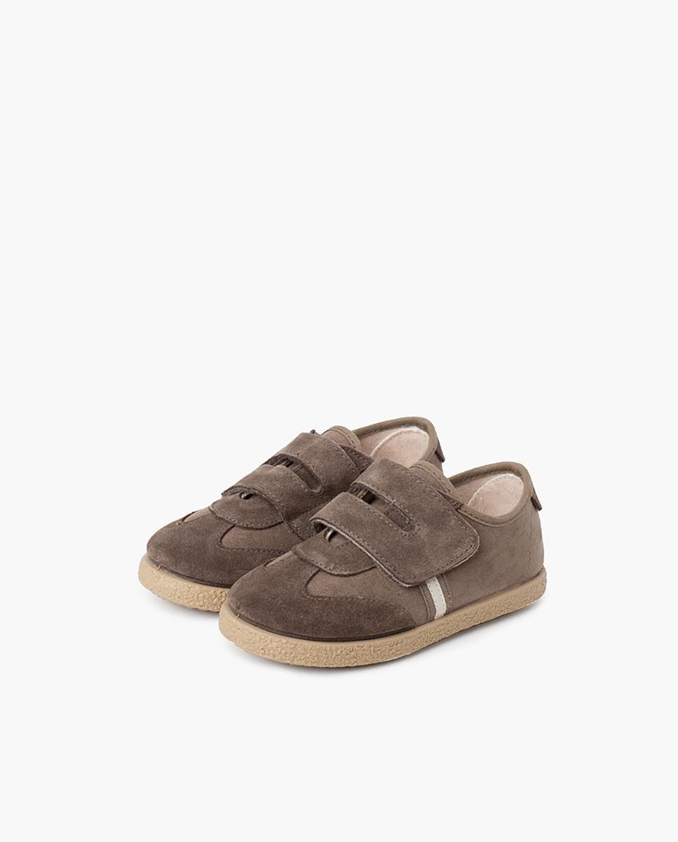 Zapatillas de serraje y textil de bebé niño con cierre adherente en gris - Pisamonas - Topo Topo-4