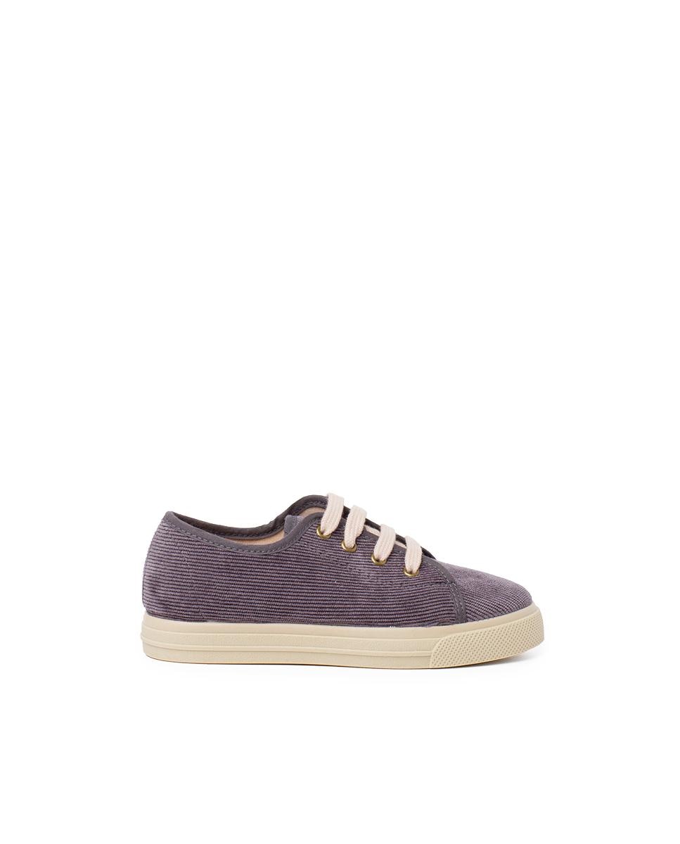 Zapatillas de lona de niños pana cordones suela ancha - Pisamonas - Gris Gris-1