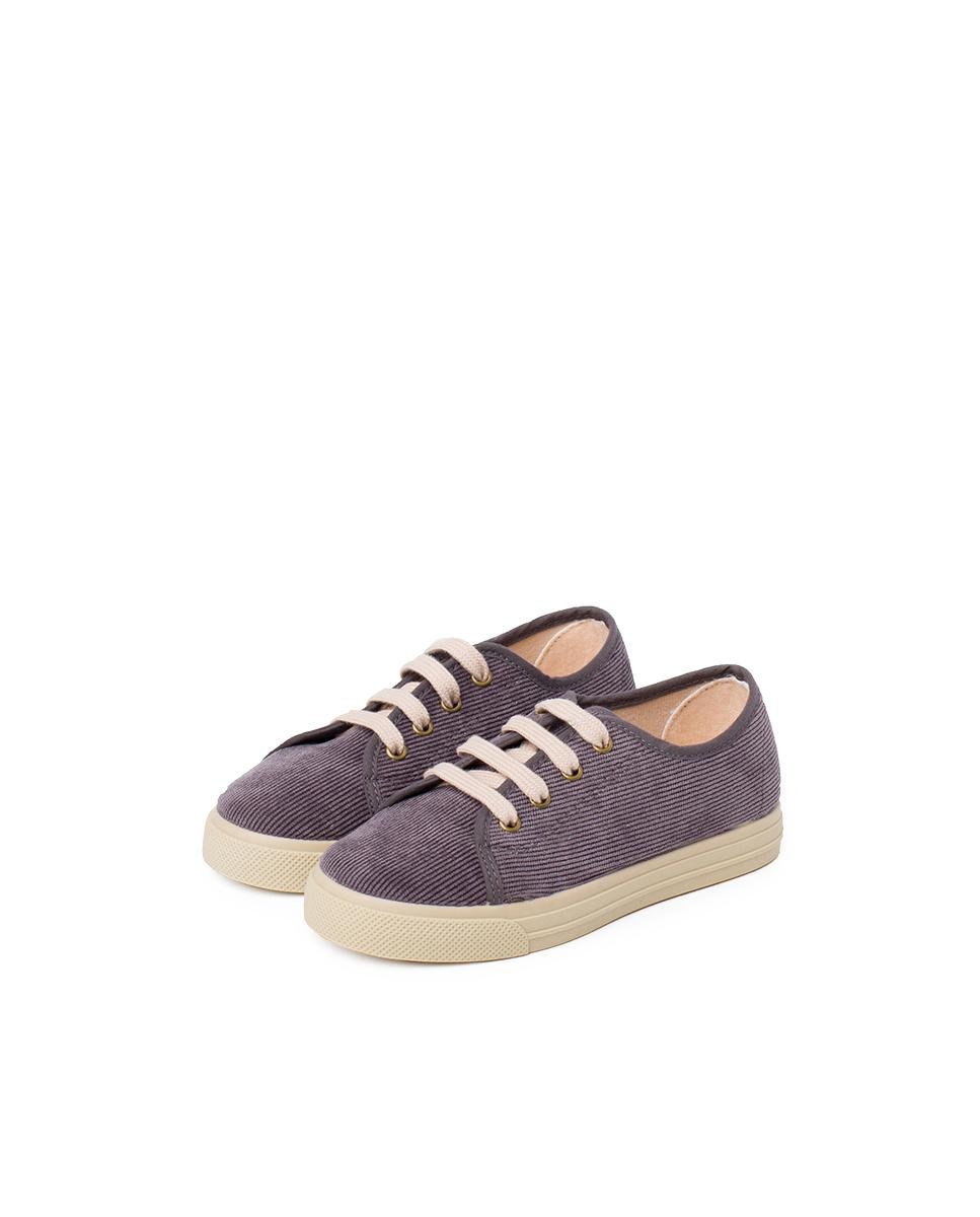 Zapatillas de lona de niños pana cordones suela ancha - Pisamonas - Gris Gris-3