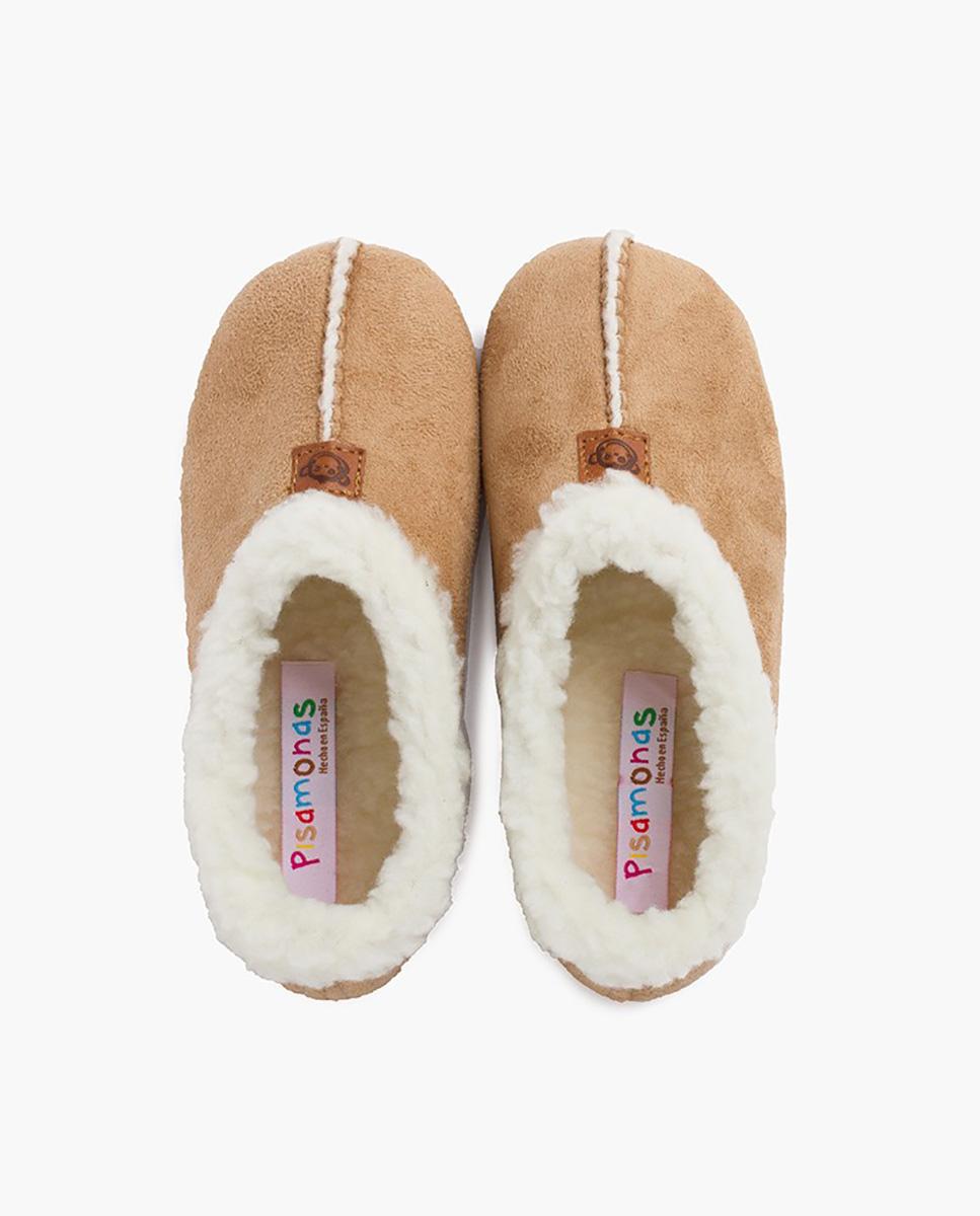 Zapatillas de casa abiertas de Niño Casa Bamara forro tipo Borrego - Pisamonas - Beige Beige-5