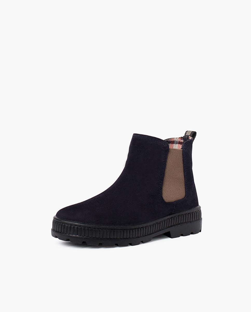 Botas de niño tipo chelsea en serraje con suela track - Pisamonas - Azul marino Azul marino-2