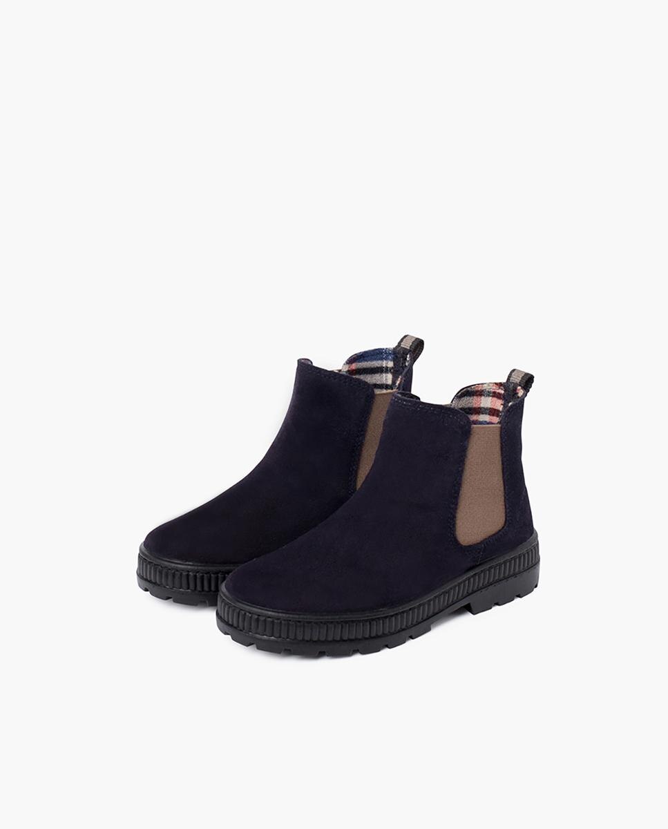 Botas de niño tipo chelsea en serraje con suela track - Pisamonas - Azul marino Azul marino-4
