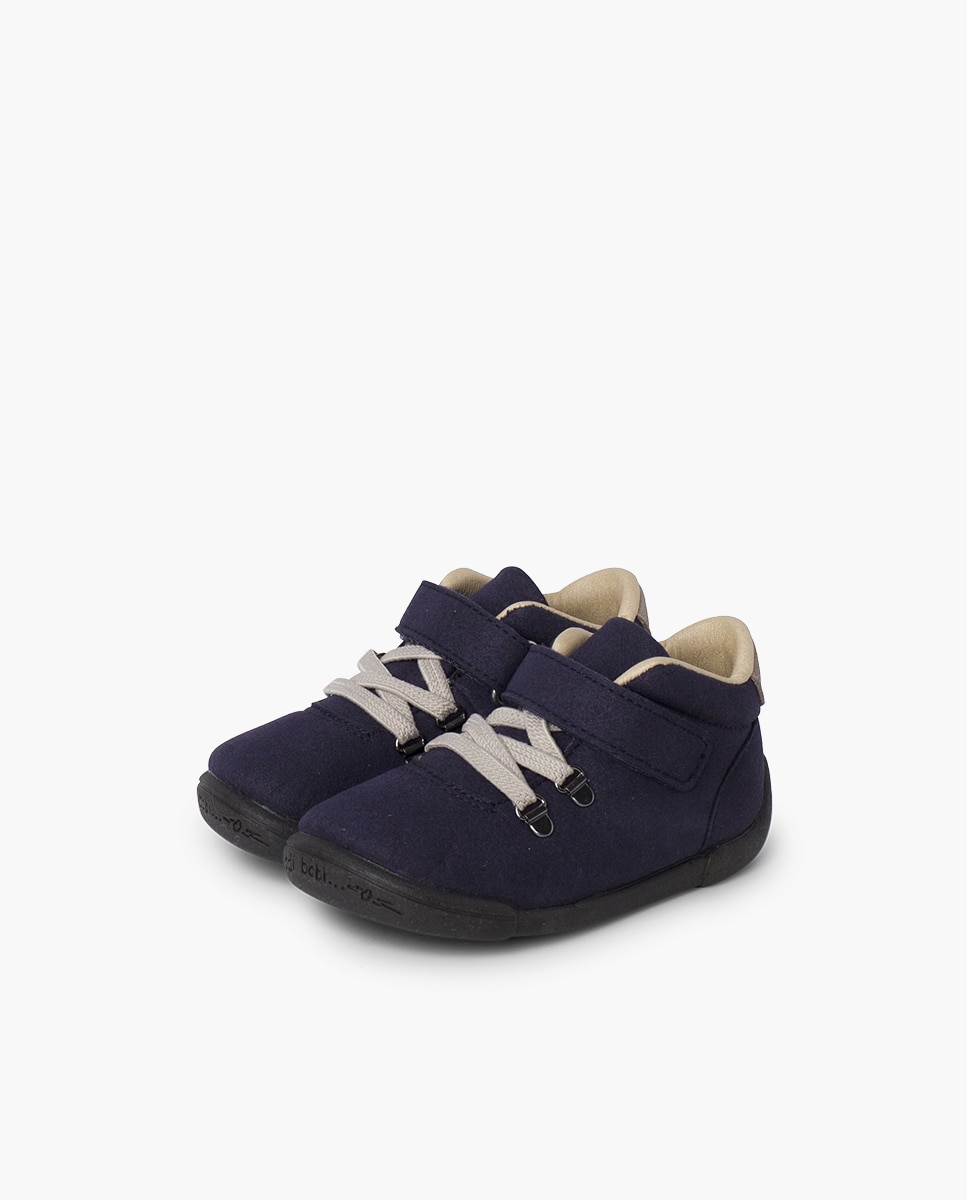 Botas de bebé reforzada cordones elásticos y tira adherente - Pisamonas - Marrón Azul marino-3