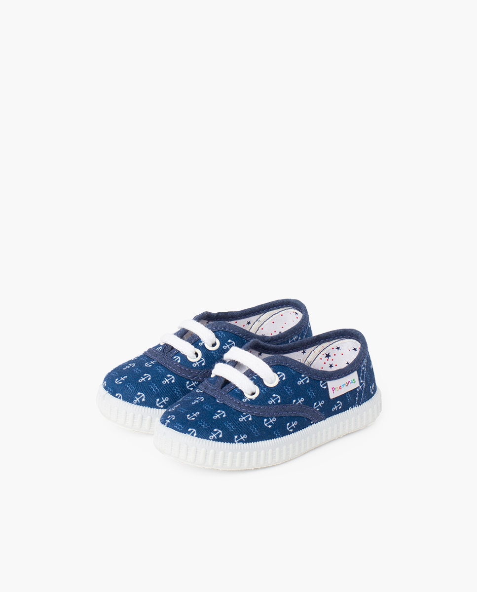 Zapatillas deportivas de bebé lona estampada - Pisamonas - Azul / Blanco Azul / Blanco-3