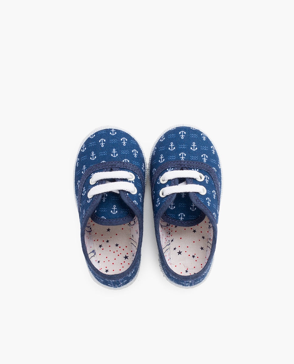 Zapatillas deportivas de bebé lona estampada - Pisamonas - Azul / Blanco Azul / Blanco-4