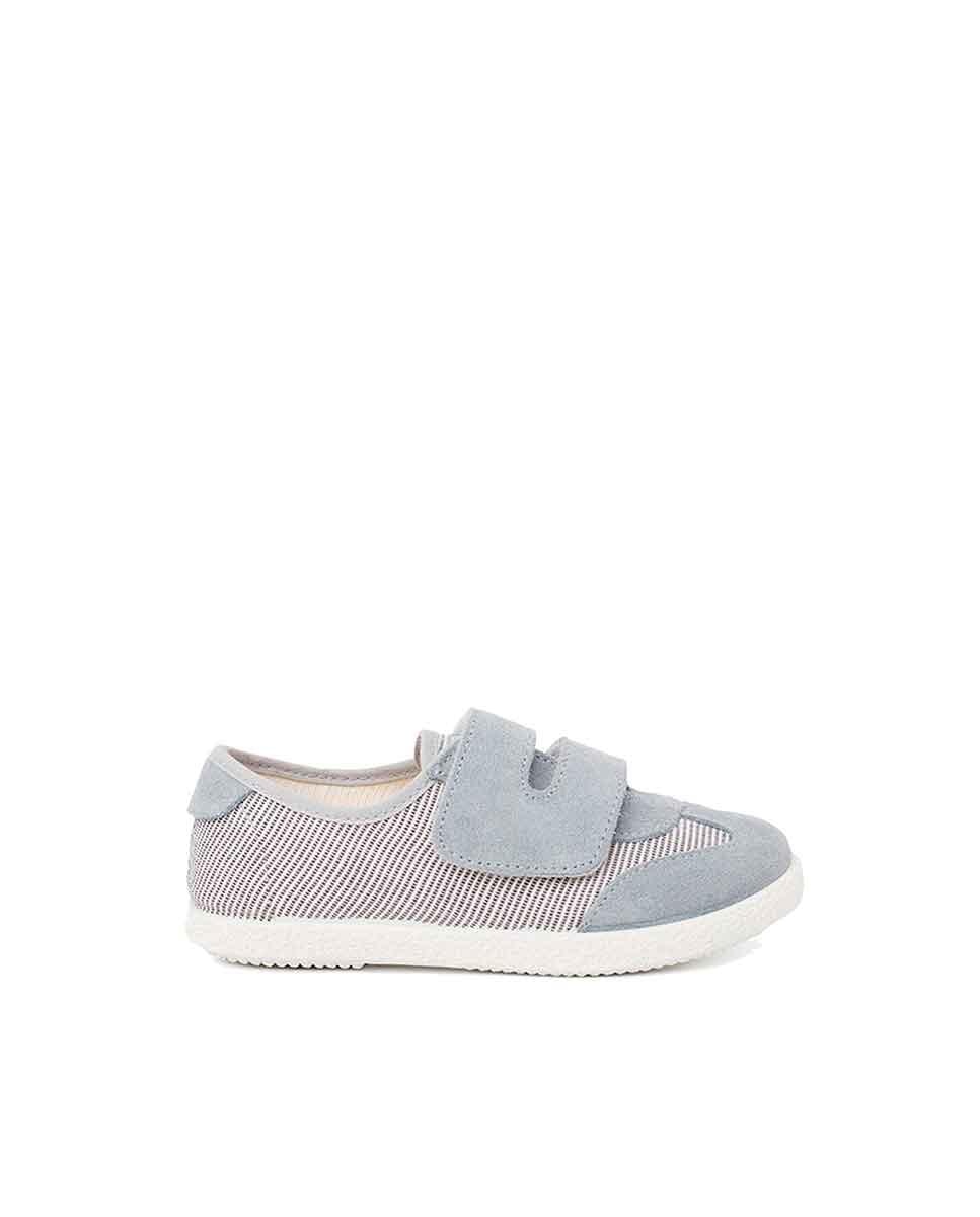 Zapatillas de lona de niños con cierre adherente - Pisamonas - Gris Gris-1